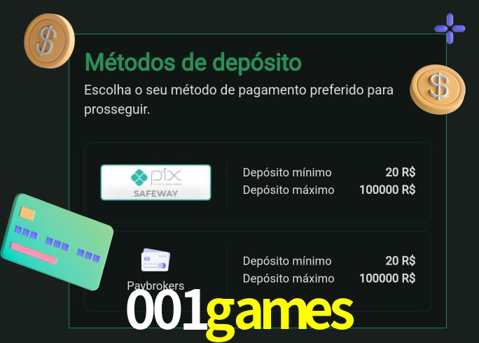 O cassino 001games oferece uma grande variedade de métodos de pagamento